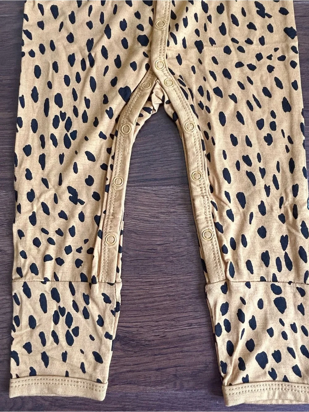 Kyte Snap Bamboo Romper in Marigold Cheetah 6-12m
